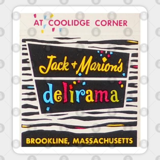 Jack + Marion’s delirama - Coolidge Corner, Brookline, MA Matchbook Scan Sticker by EphemeraKiosk